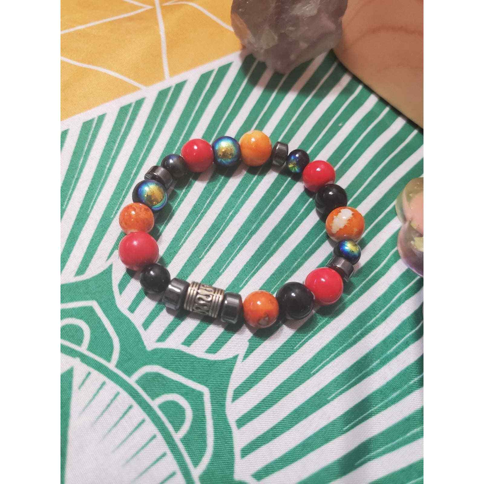 🔥HUGE SALE Handmade hematite protection & glass Beaded Bracelet multi colored
