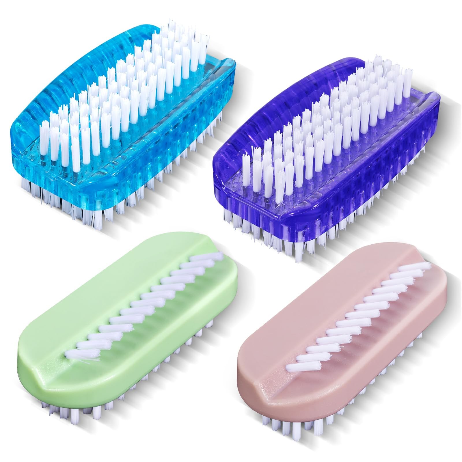 SIMPOR 4 Pack Nail Brush for Cleaning Fingernails, Two Sided Multiple colors