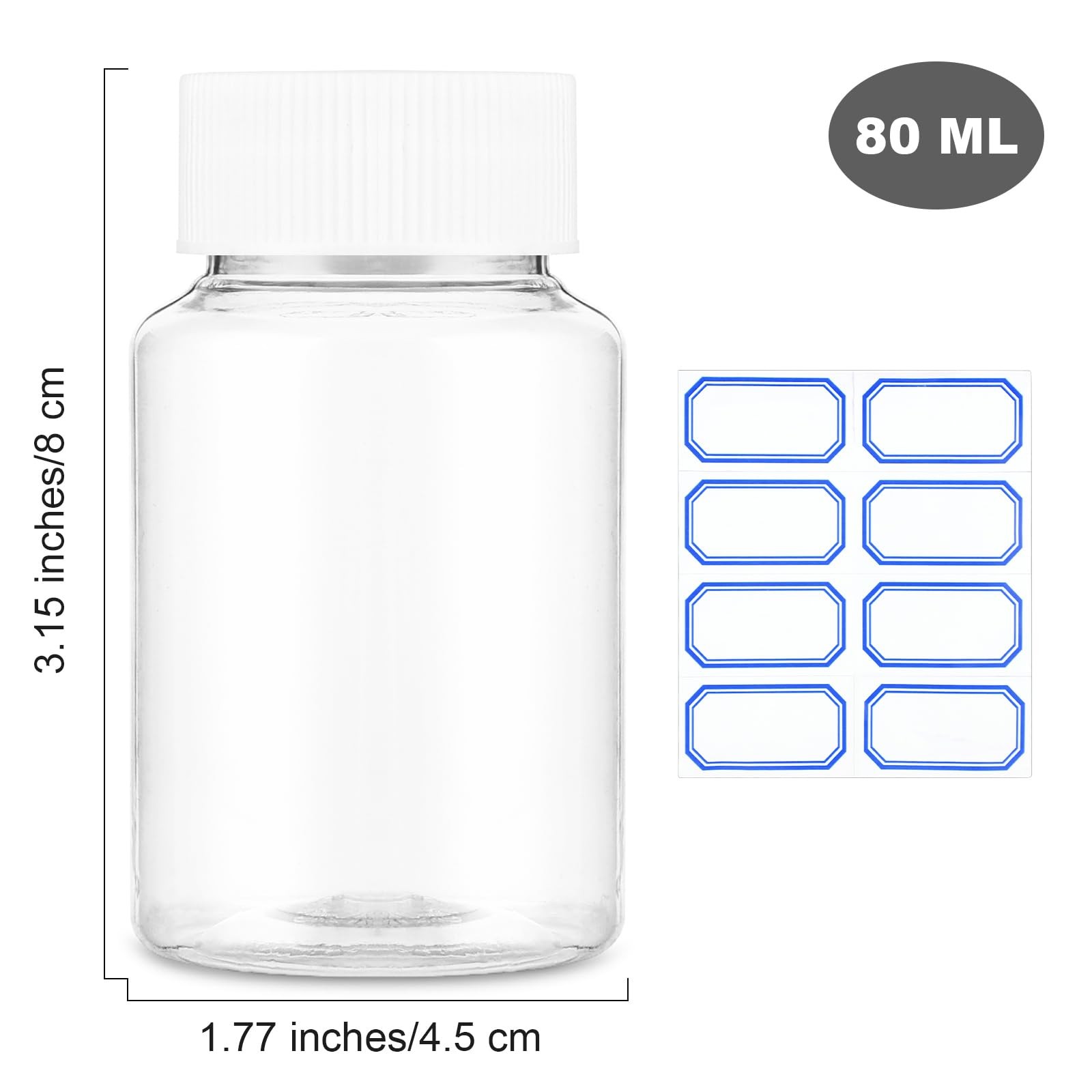 WLLHYF 4Pcs Clear Pill Bottle, 80ml Empty Clear Plastic Pill Bottles Medicine...