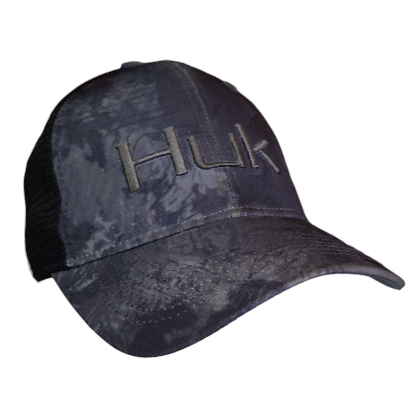 Huk Fishing Trucker Hat Mens Black Baseball Cap Adjustable Snapback Mesh Outdoor