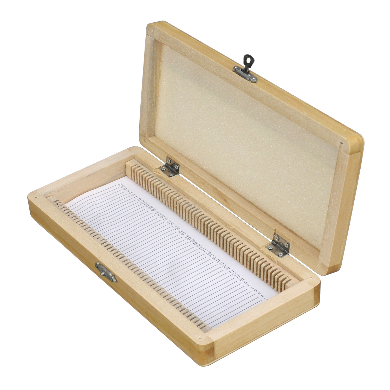 AmScope PS50-WB Microscope Slide Wooden Box Holding 50 Piece Slides