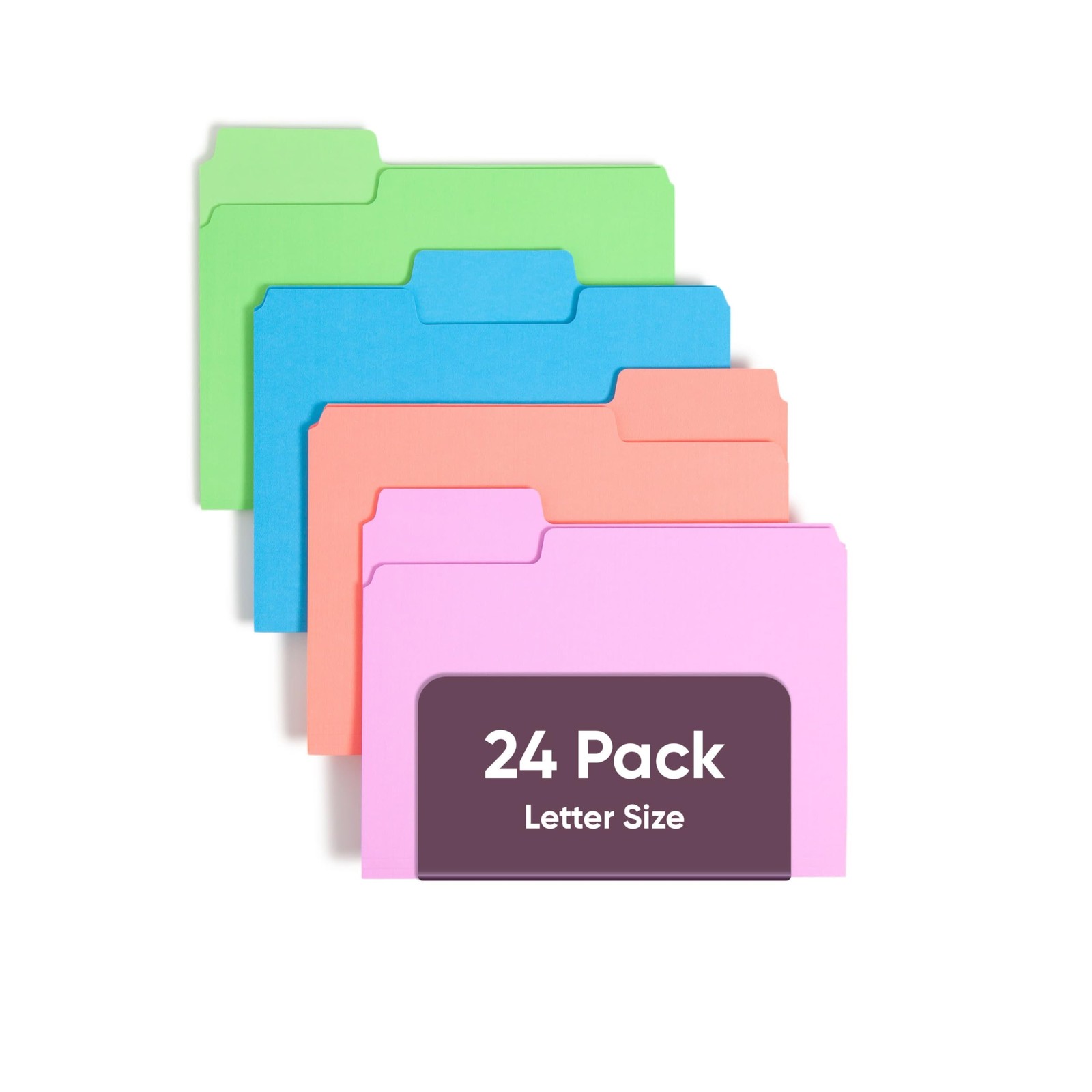 24 PCS SuperTab File Folders Oversized 1/3Cut Tab Letter Size Assorted Colors