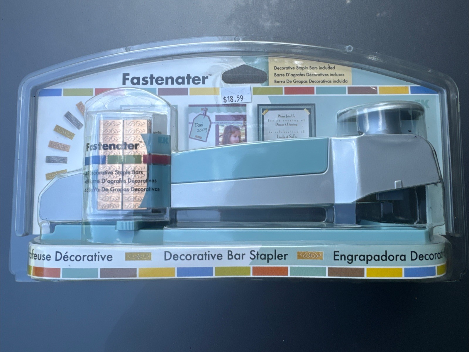 EK Success FASTENATER Decorative Bar Enhancement Stapler Kit - Teal NIP EKFST01