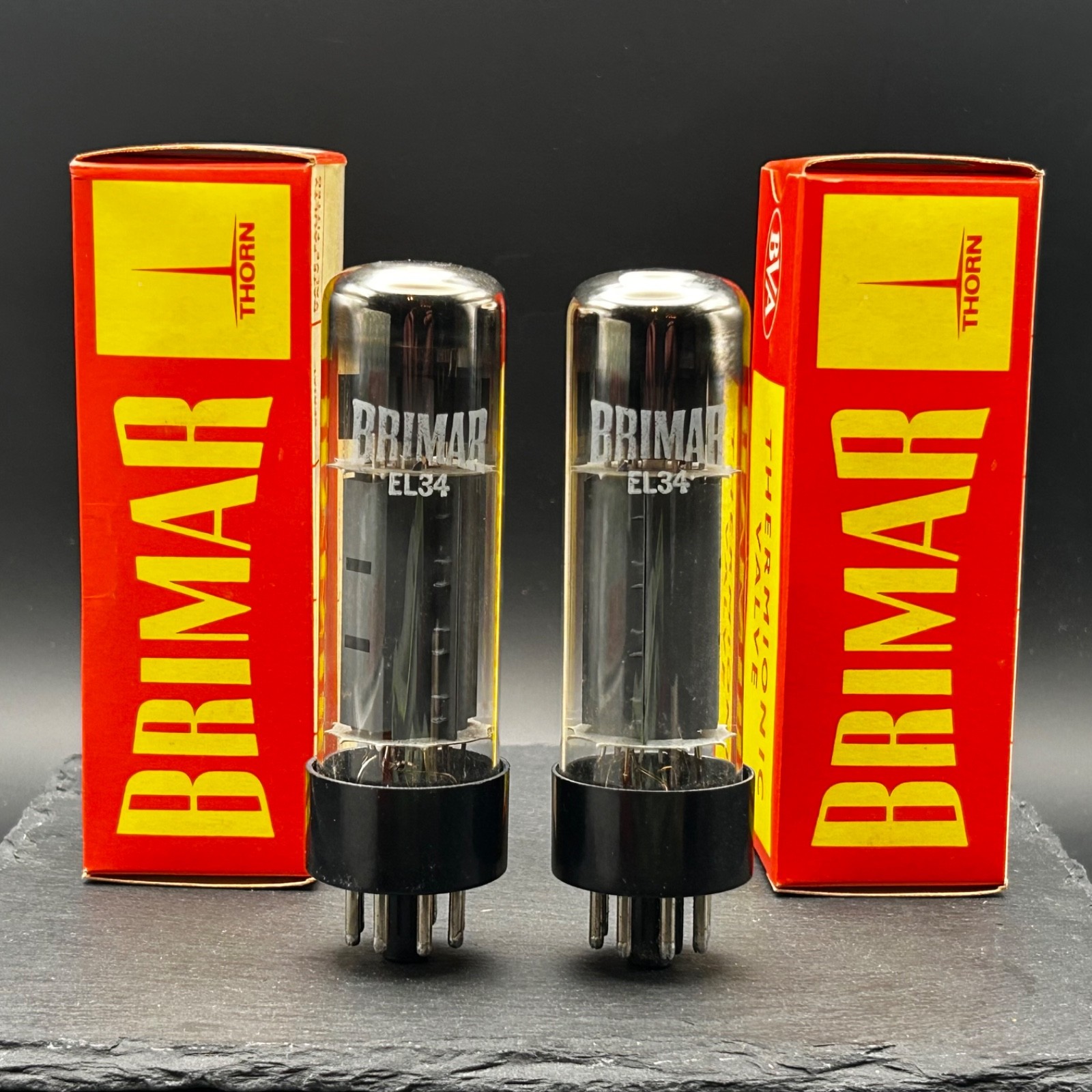 NOS Brimar EL34 Matched Pair Vacuum Tubes – Tested Strong 106% – UK Made – Audio