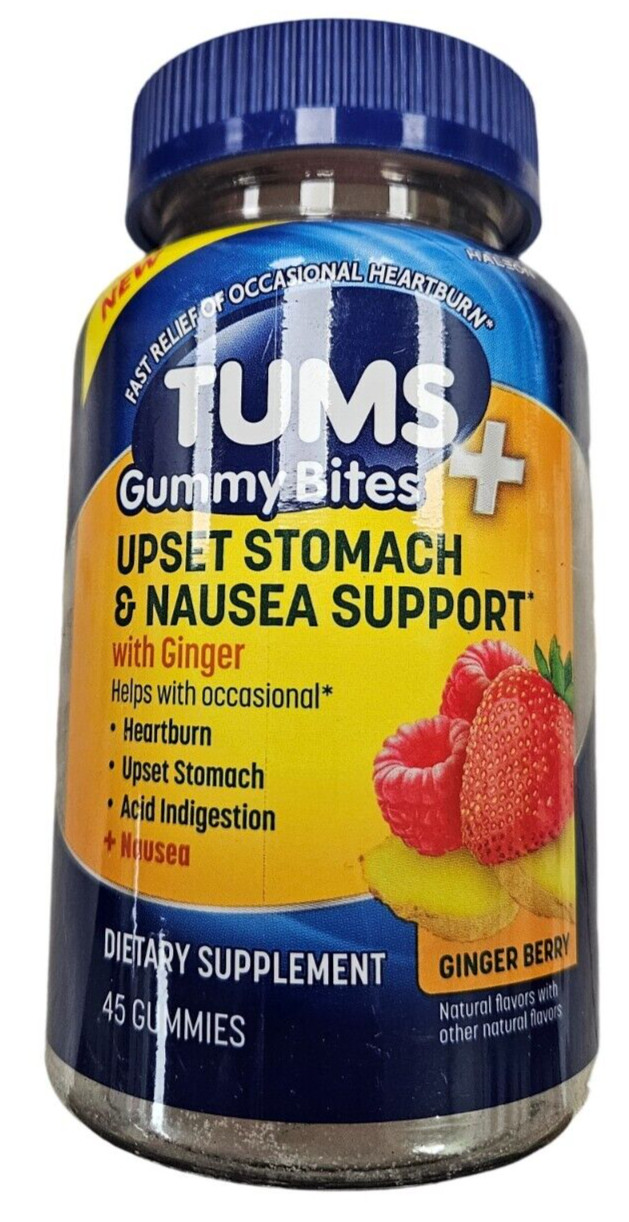 Tums Gummy Bites w/ GINGER Upset Stomach & Nausea 45 ct  --