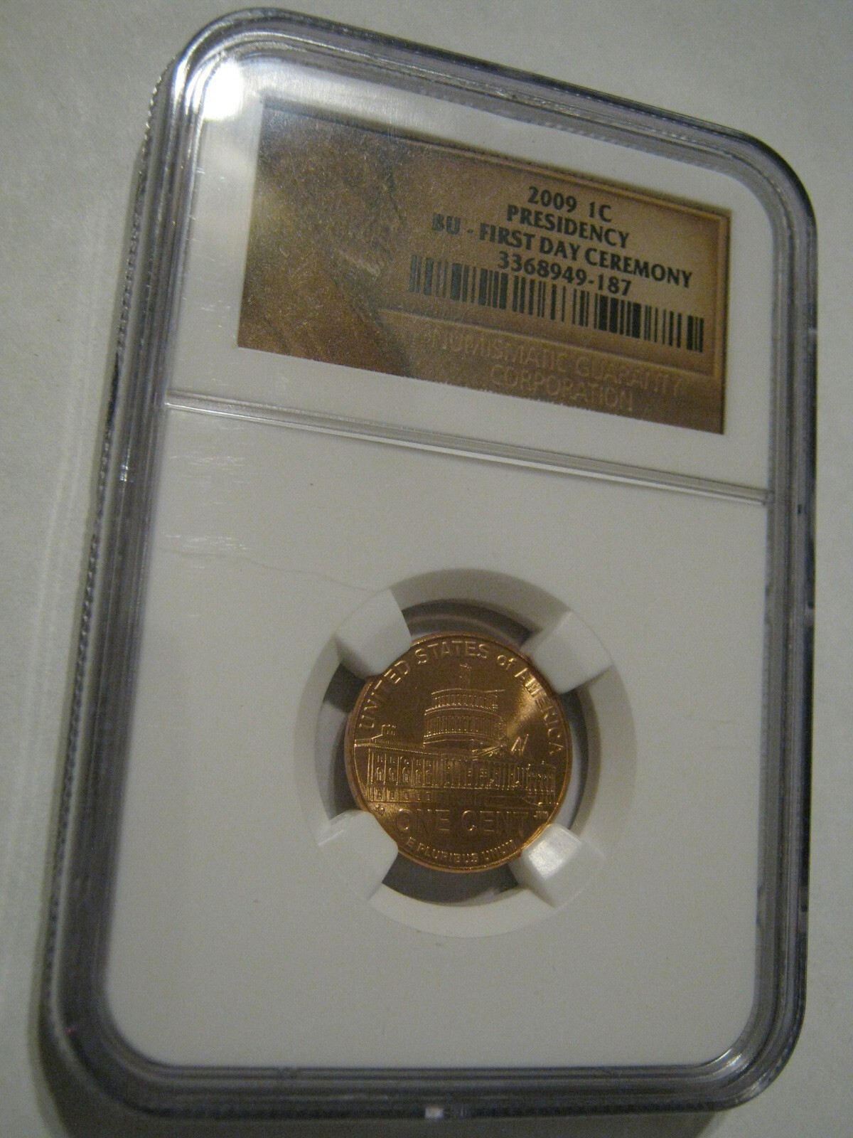NGC Certified BU 2009 Lincoln Cent "Presidency", First Day Ceremony