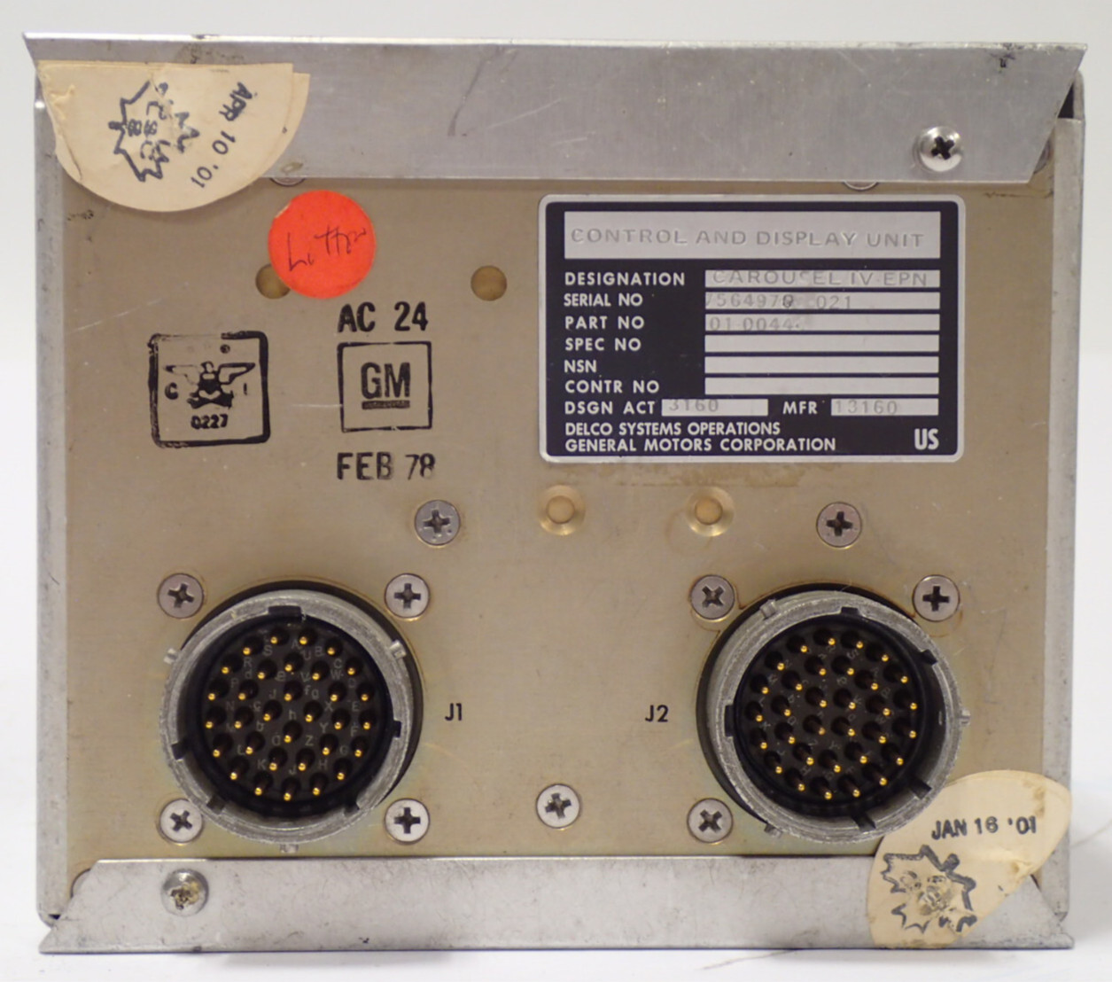 DELCO SYSTEMS OPERATIONS 01-00444 CONTROL AND DISPLAY UNIT CAROUSEL IV-EPN