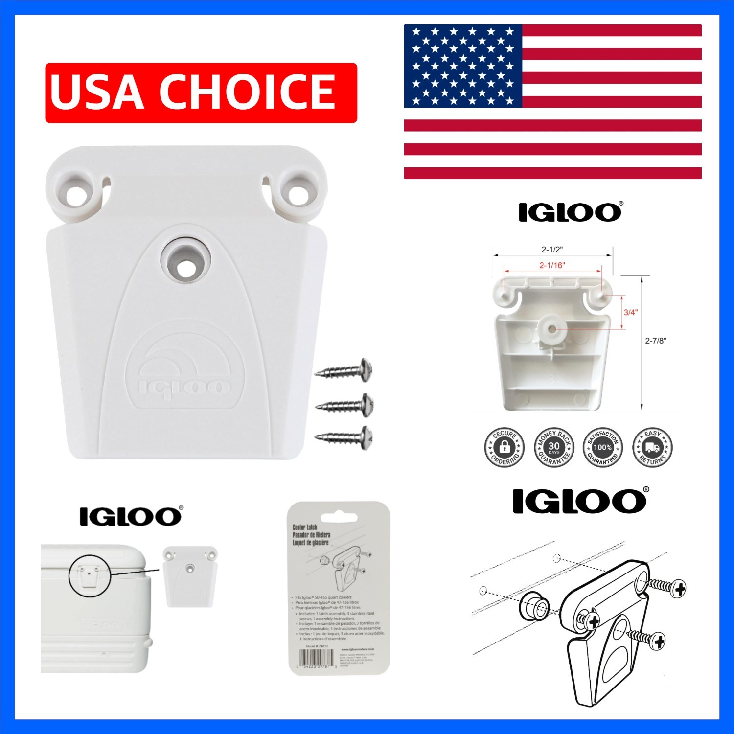 Universal Plastic Latch Closure, White