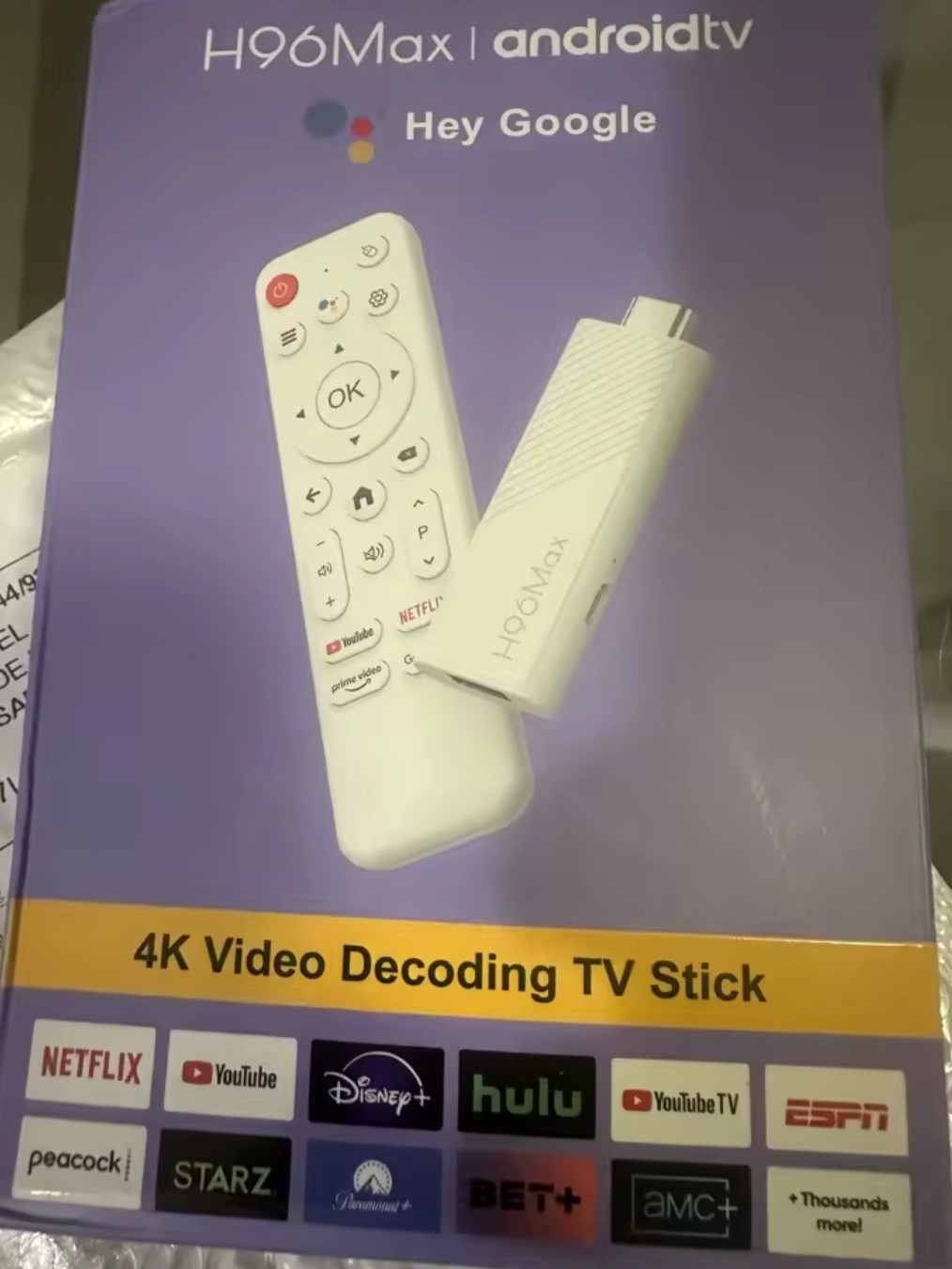 BRAND NEW IN THE BOX  H96 MAX ANDROID 4K STICK 16GB