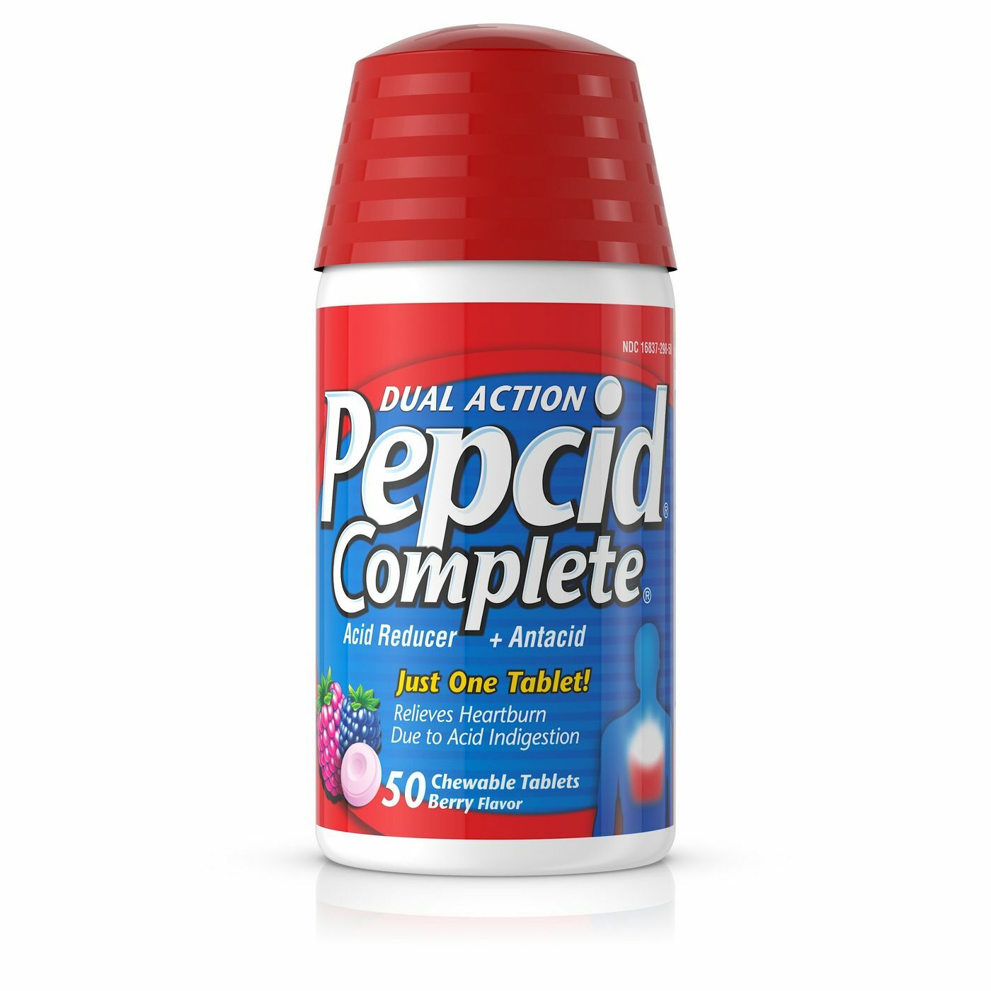 PEPCID COMPLETE 50 TABLETS *BERRY FLAVOR* DUAL ACTION CHEWABLE EXP 01/28 +