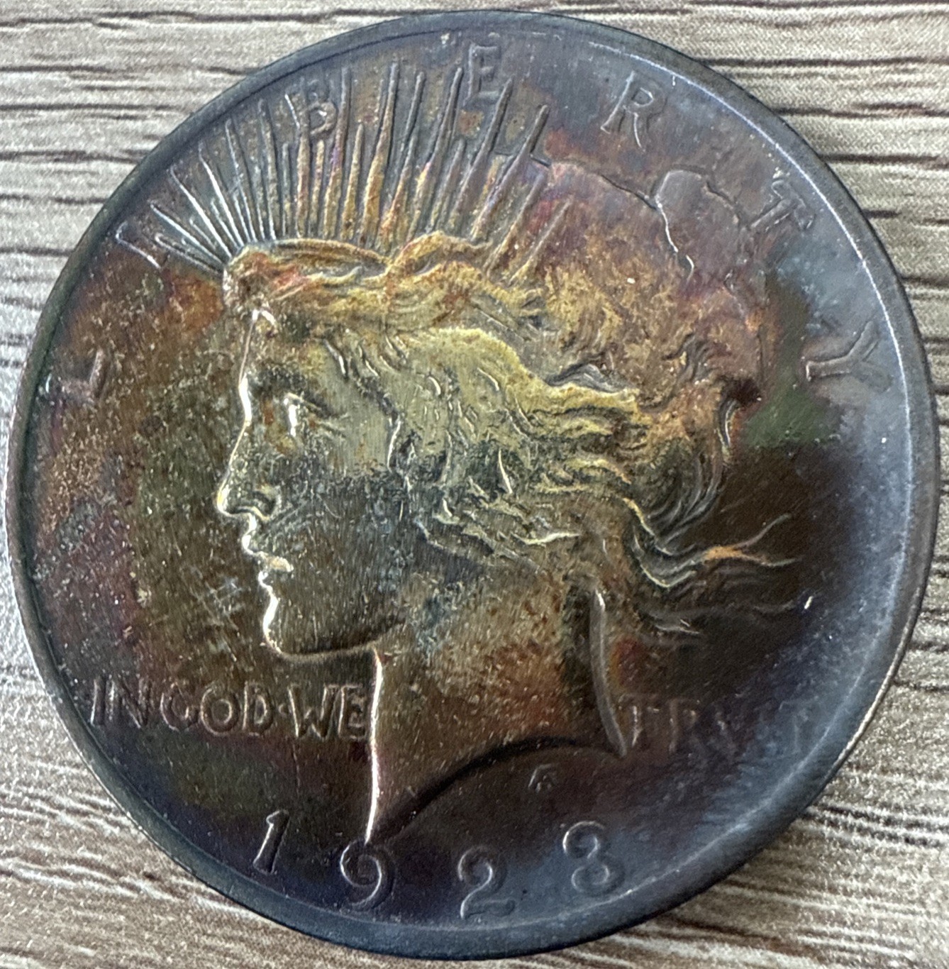 1923 Peace Dollar Rainbow