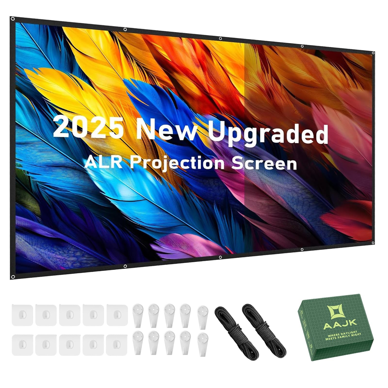 ALR Projector Screen, 4K Movie Projector Screen 16:9 HD Foldable Anti-Crease ...
