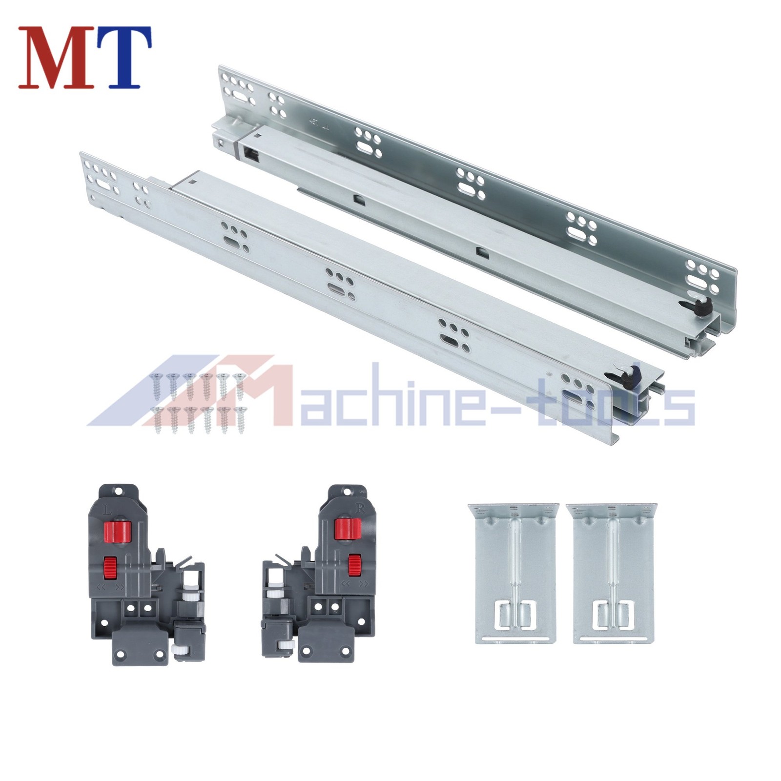 18" Drawer Slides with Rear Brackets Soft Close High Load Capacity