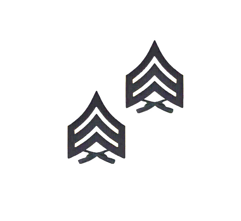 USMC Chevron Sergeant Black Metal Pin On Collar Rank