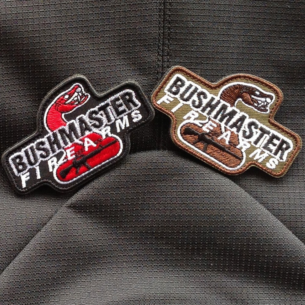 2PCS BUSHMASTER FIRE ARMS AK-47 SNAKE TACTICAL EMBROIDERED HOOK LOOP PATCH