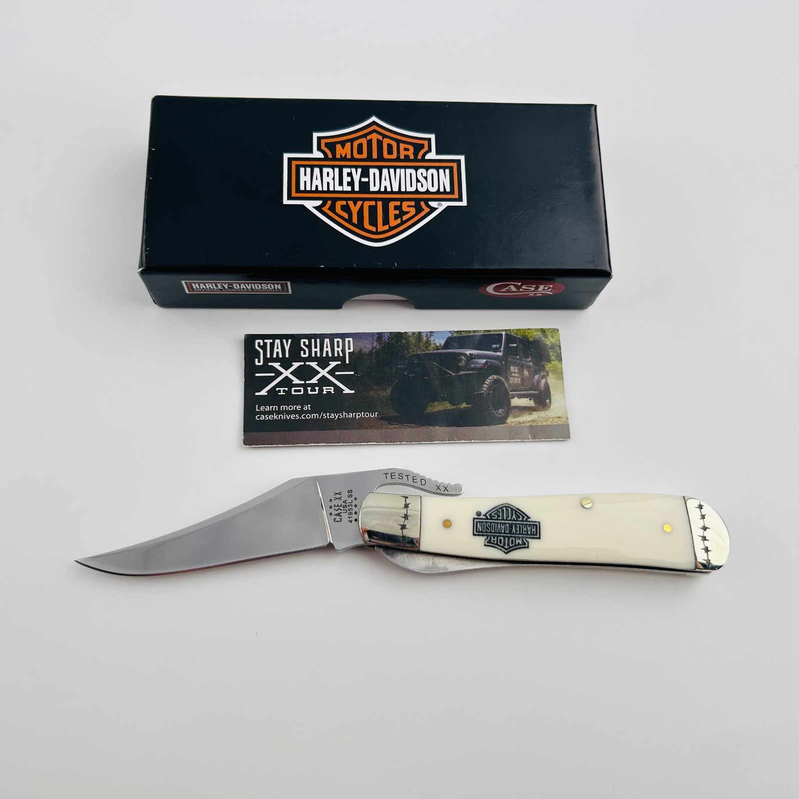 Case xx Russlock Knives Harley-Davidson White Pocket Knife 52249