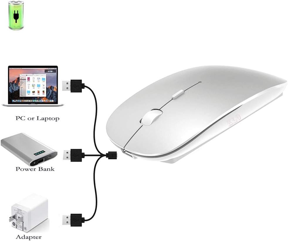 Rechargeable Bluetooth Mouse for MacBook/MacBook air/Pro/iPad, Silver