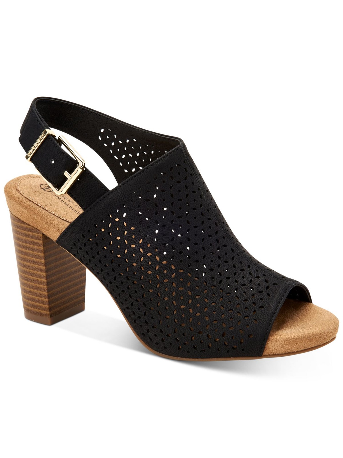 GIANI BERNINI Womens Black Perforations Sling Strap Jabril Almond Shootie 6 M