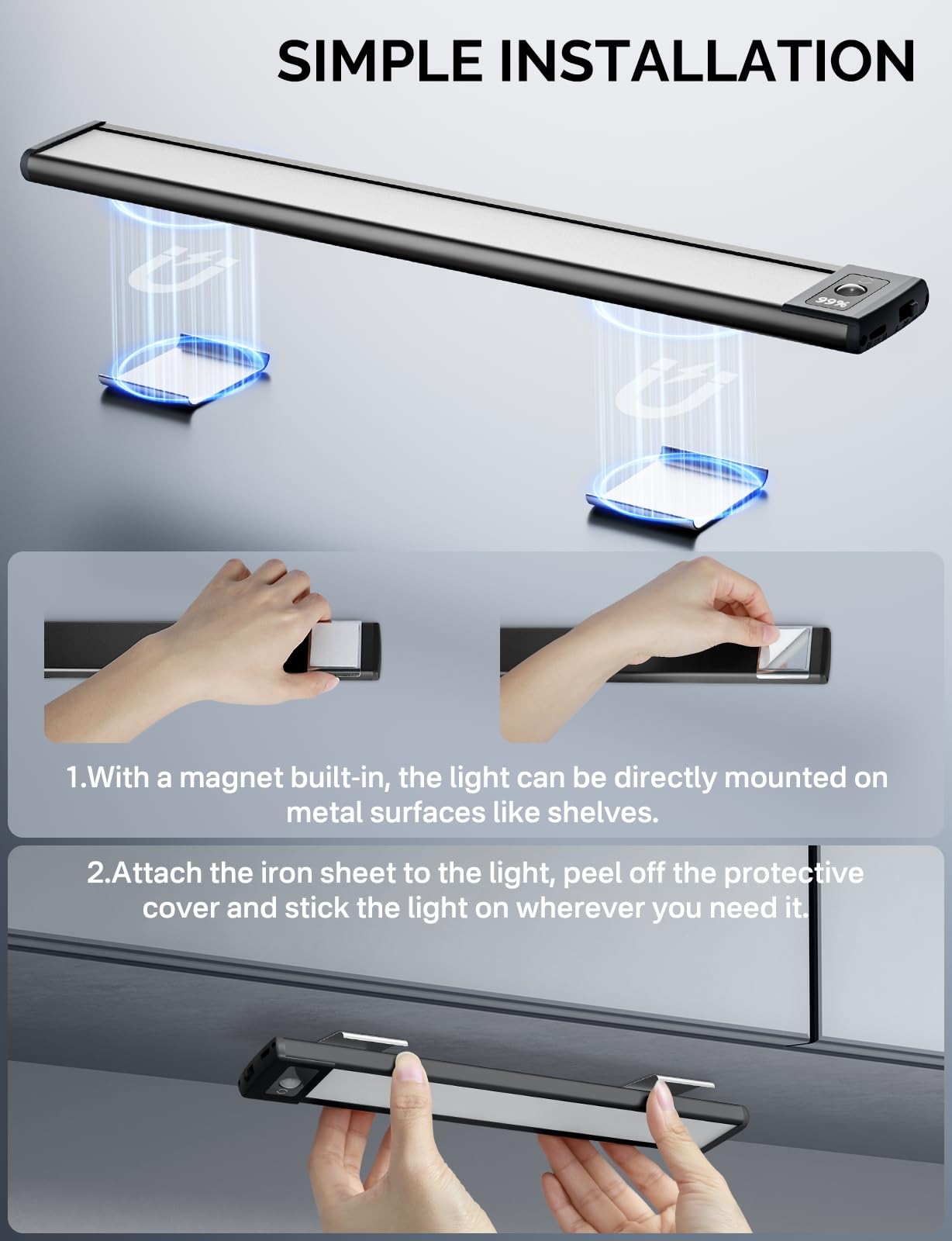 Under Cabinet Lighting with Numeric Display,3 Color Temps&Dimmable Lights, Un...