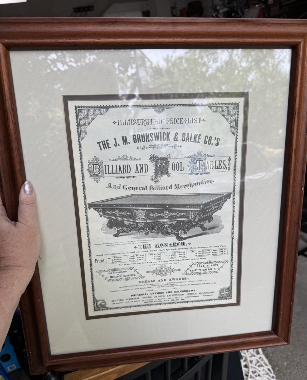 Vintage Brunswick Balke Monarch Pool Table Illustrated Price List Framed Print