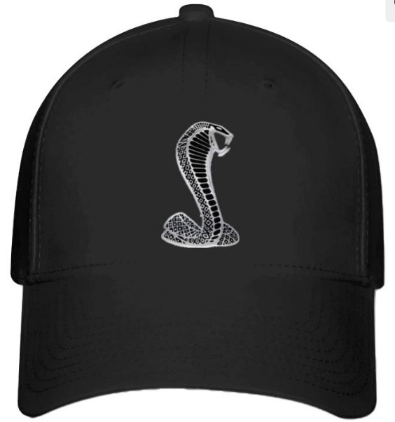 Mustang Cobra Terminator Hat Flexfit Black Baseball Cap Printed Logo Emblem S/M