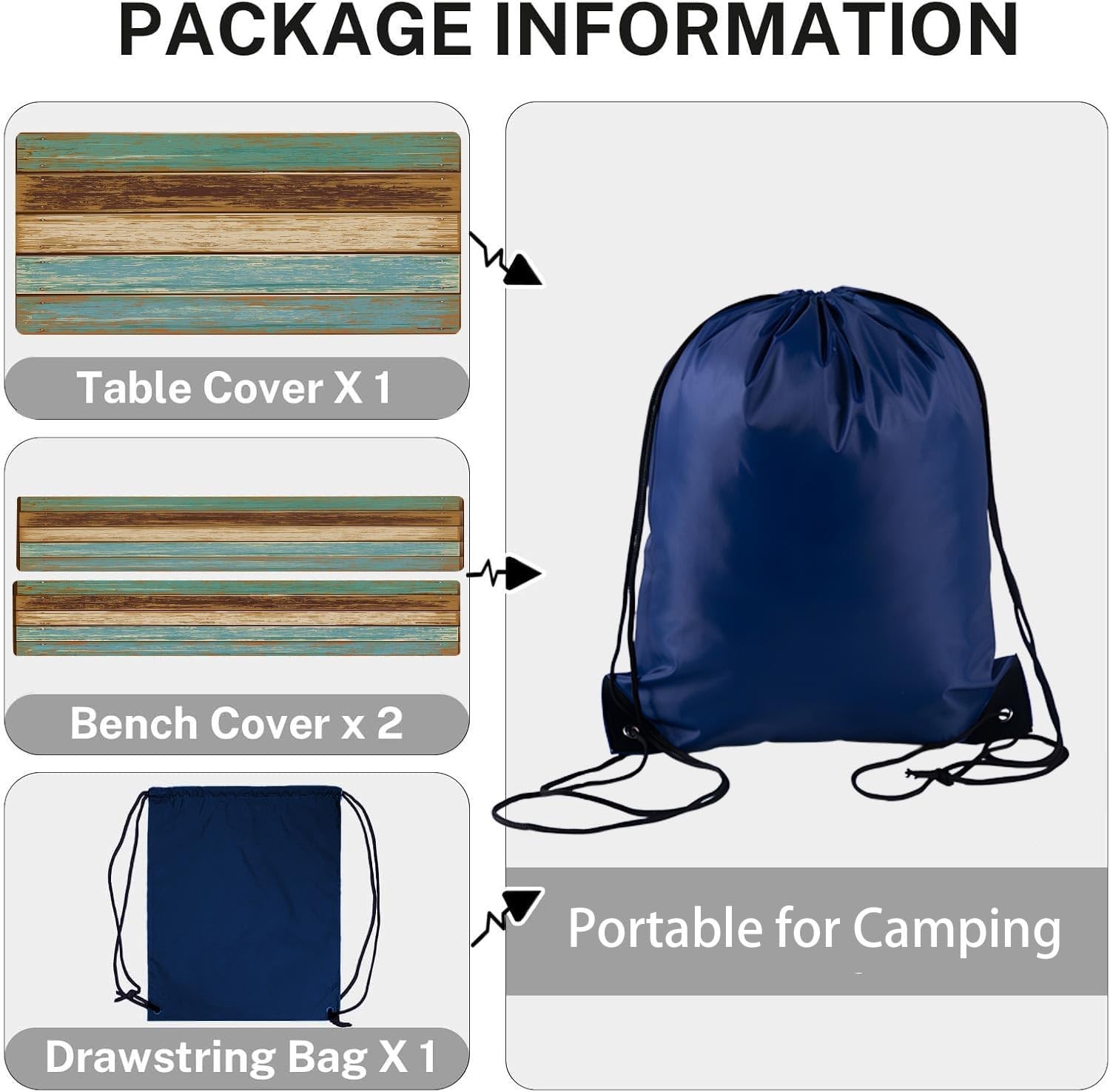 Picnic Table Cover with Bench Covers 6ft - Elastic Scratch-Resistant Waterproof