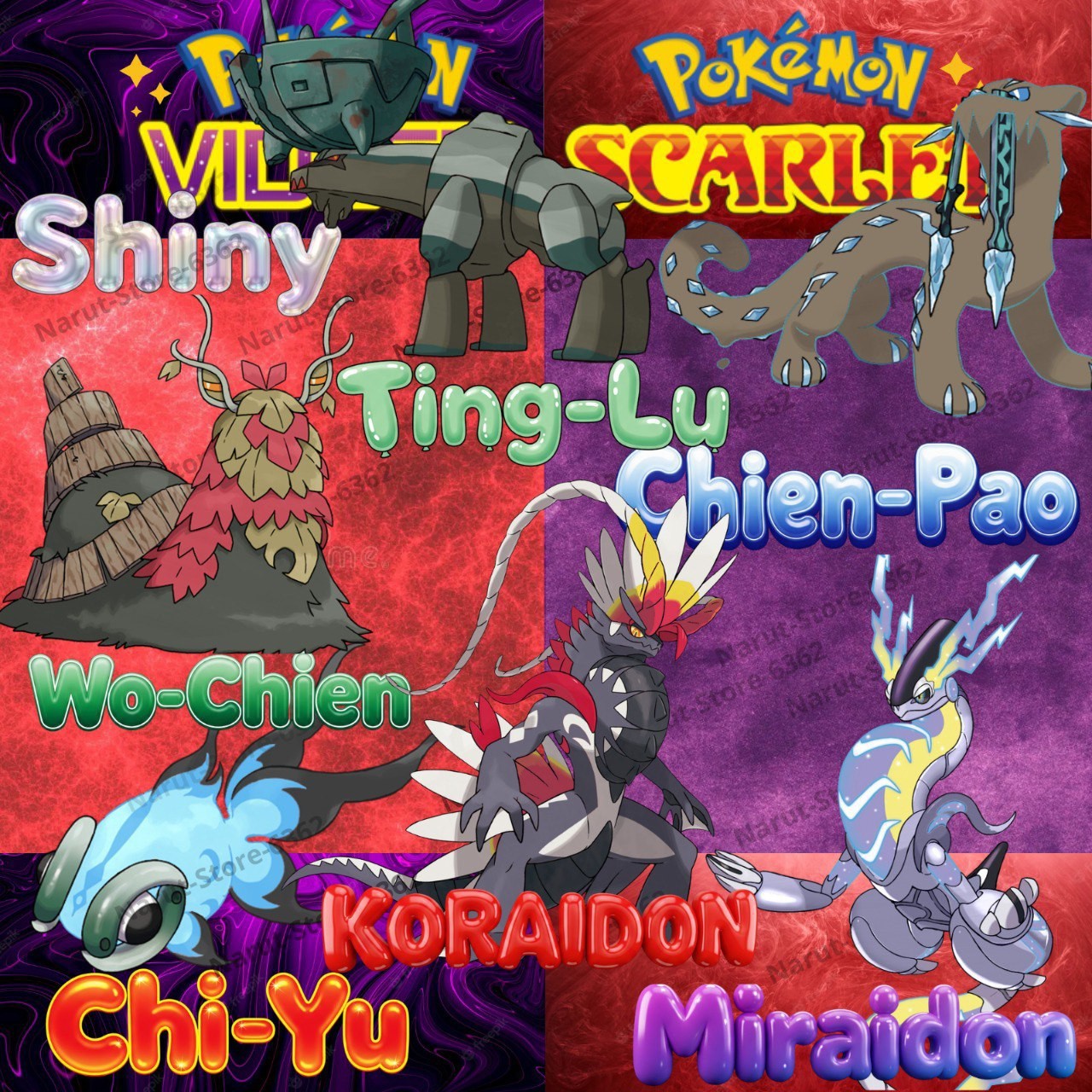 SHINY KORAIDON MIRAIDON 🌟CHI YU🌟 TING LU🌟WO CHIEN🌟POKEMON SCARLET & VIOLET