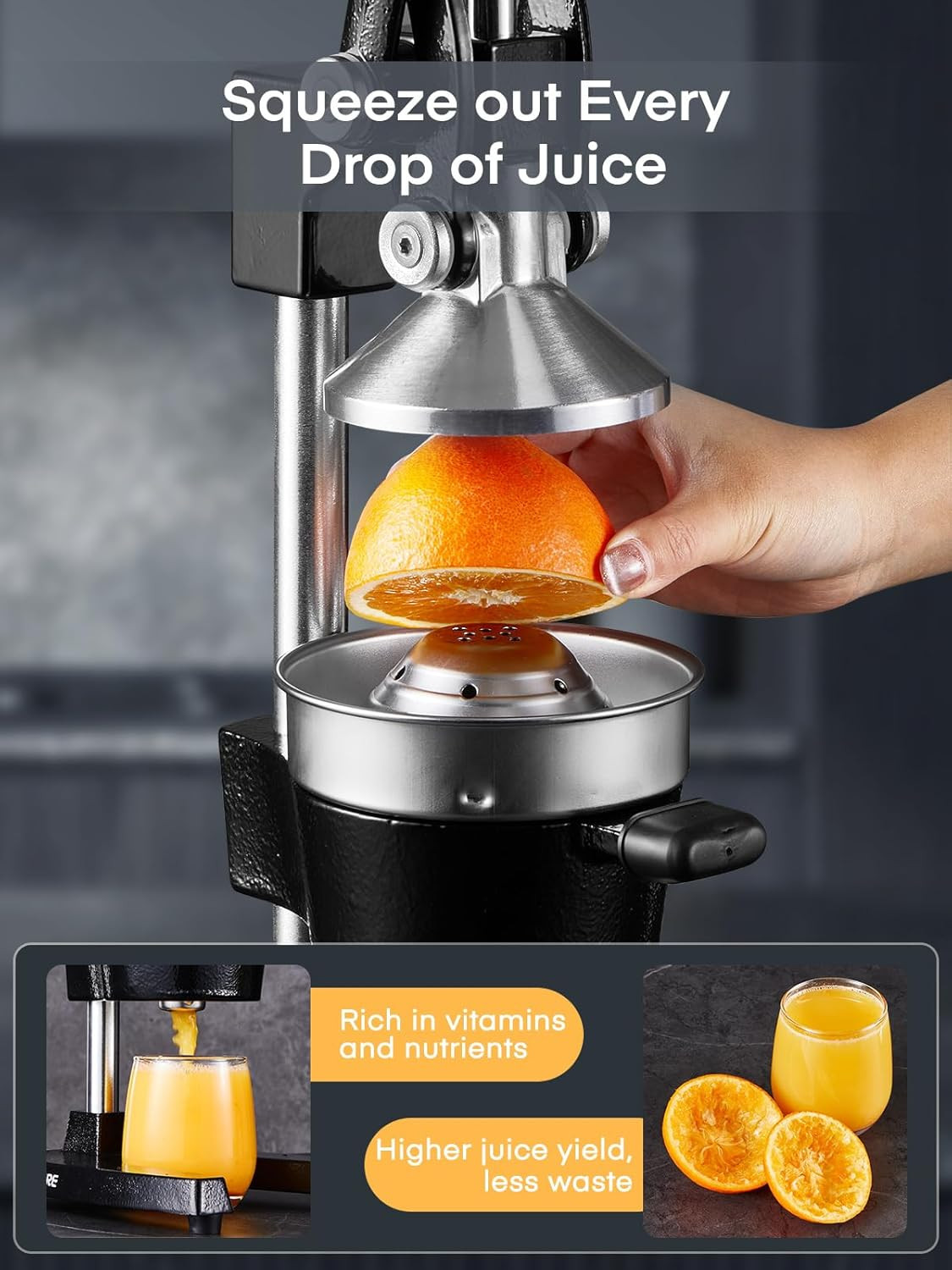 Orange Juicer Squeezer, Cast Iron Lemon Squeezer, Commercial Citrus Juicer Ha...