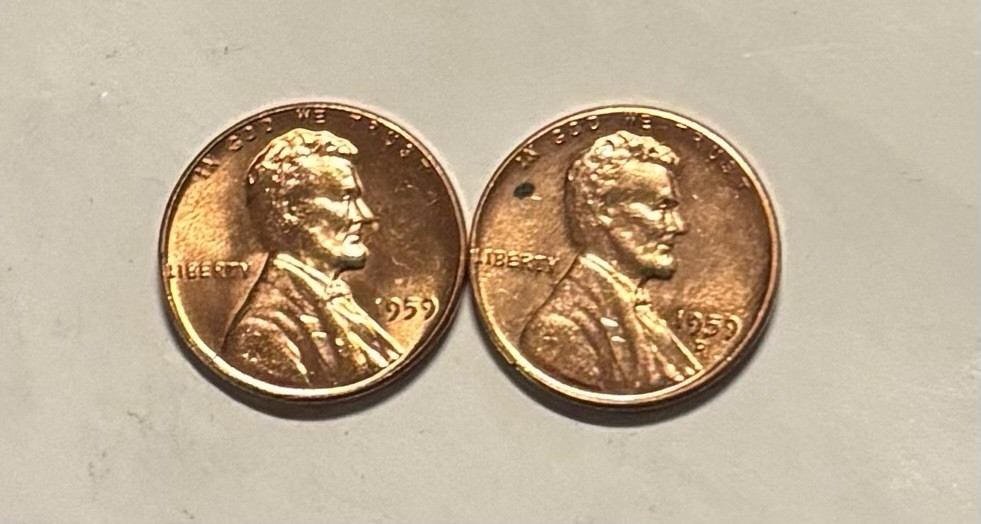 US Coins 1959 P D  Lincoln Cent  (2 Coins)