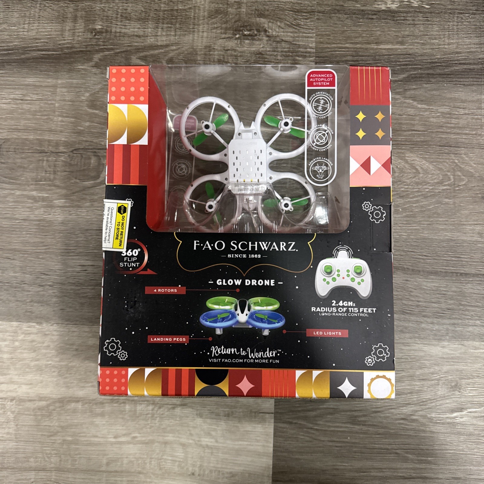 FAO Schwarz Glow Drone Remote Control LED Stunt Drone Advanced Autopilot System