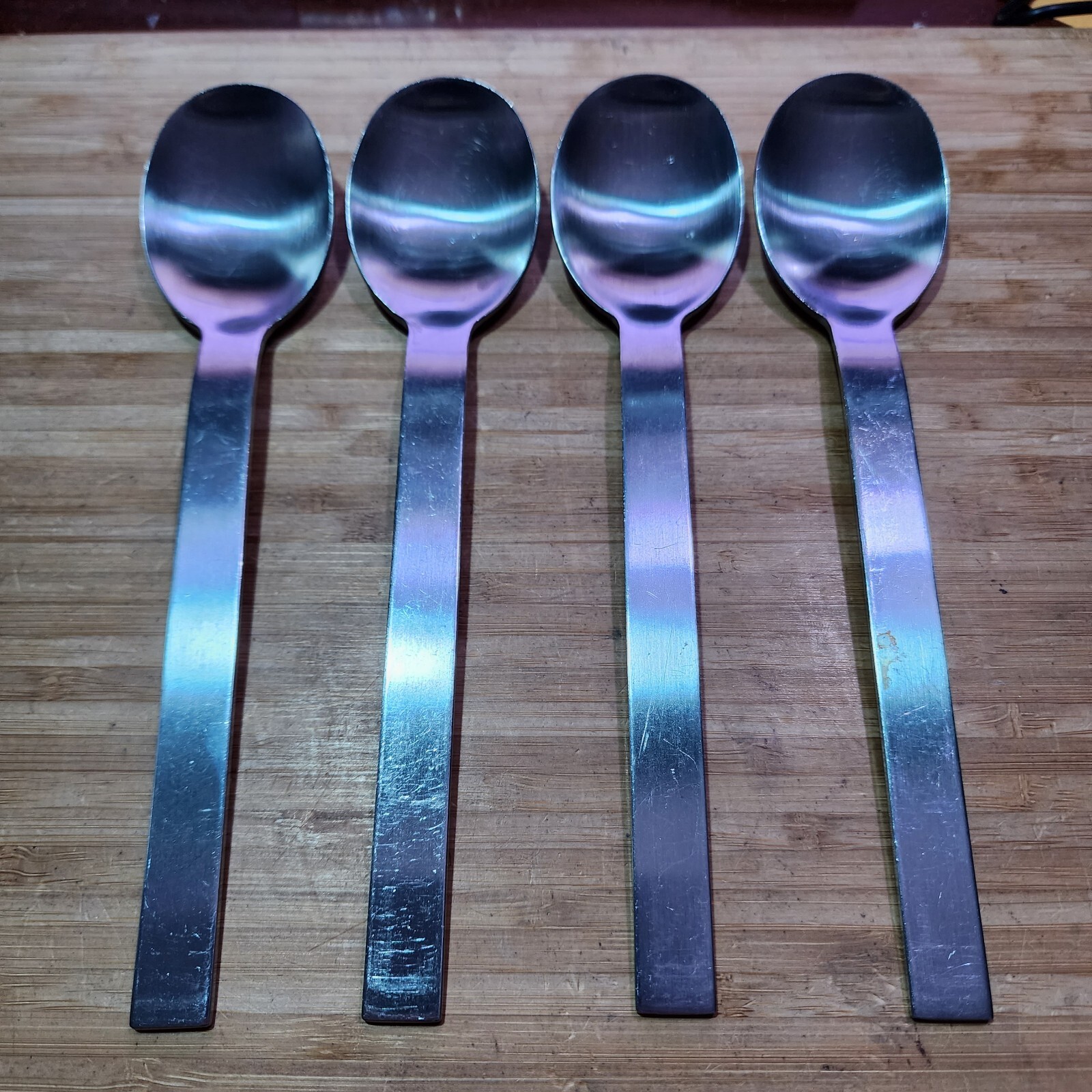 SET OF (4) HERDMAR INOX TINTIM 8 1/4" STAINLESS SOUP SPOONS - PORTUGAL