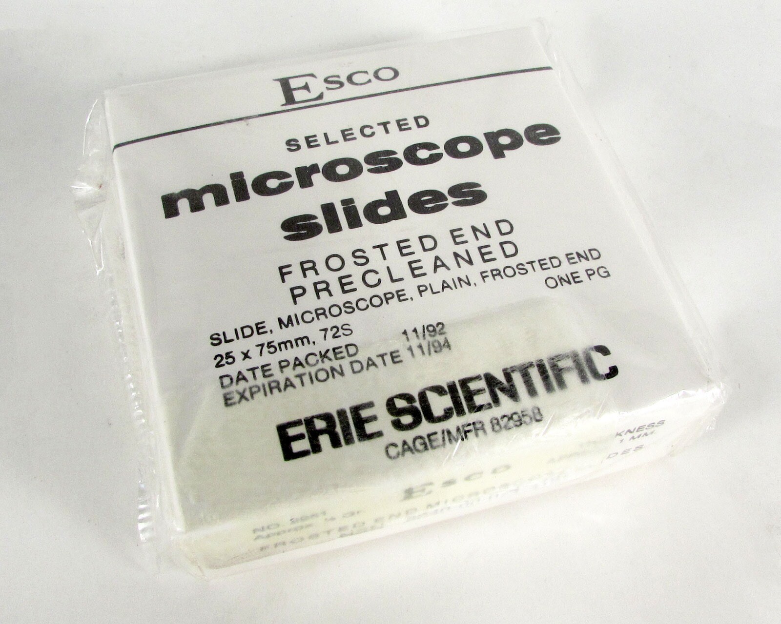 Esco 2951 Frosted End Microscope Slides 25 x 75mm NSN 6640-00-074-4191