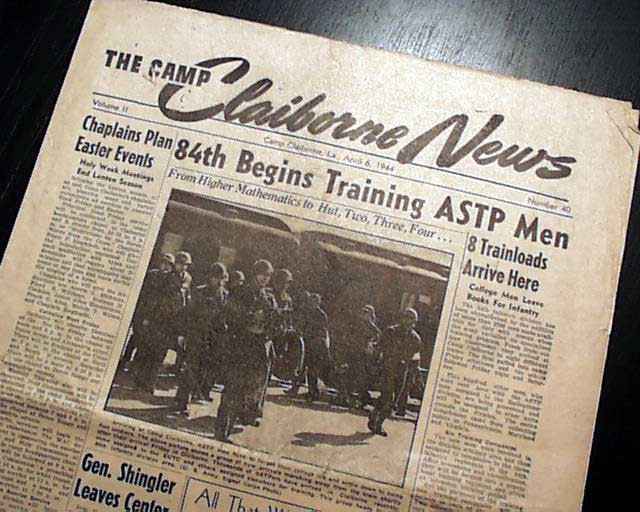 Rare CAMP CLAIBORNE Rapides Parish Louisiana U.S. Military 1944 WWII Newspaper