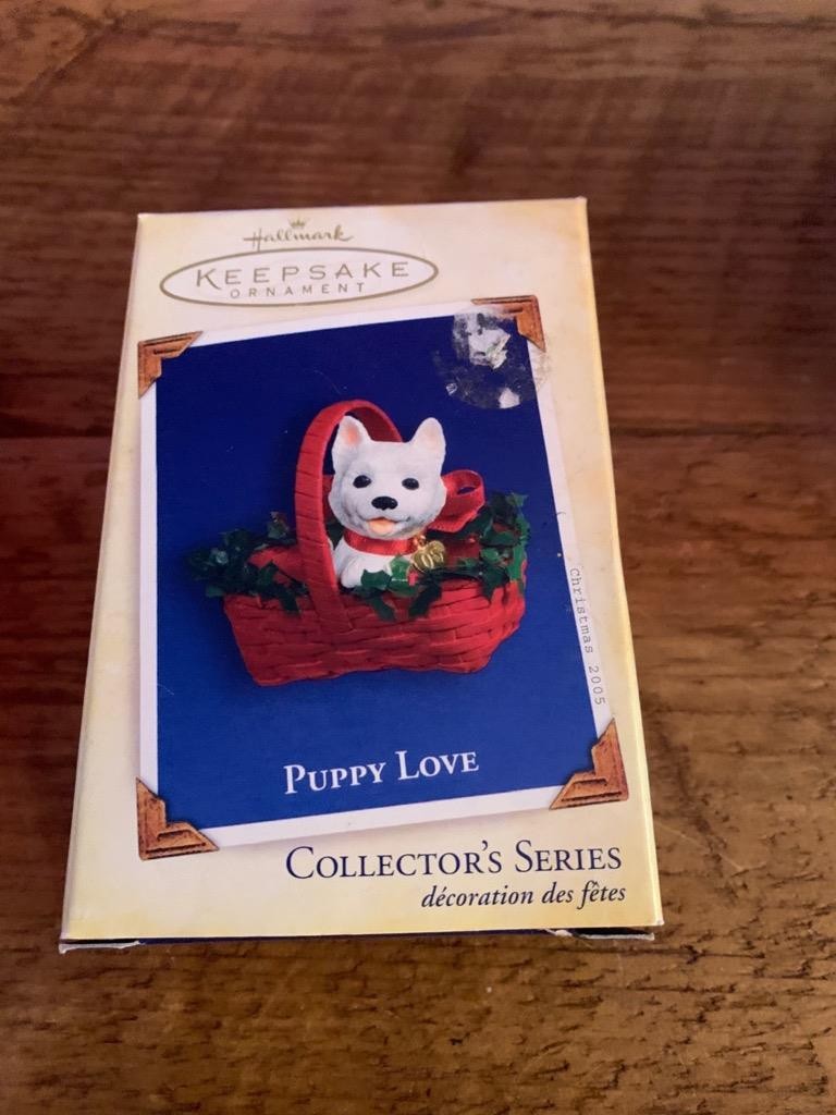 Hallmark Keepsake Ornament Puppy Love 2005 15th #15 Series NIB Westie Dog Basket