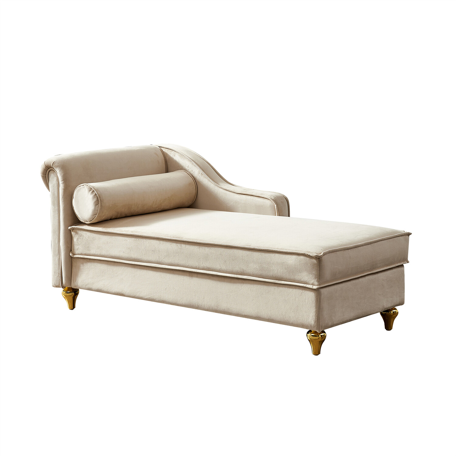 Modern Chaise Lounge Chair Velvet Sleeper Lounge Sofa Couch w/ Storage