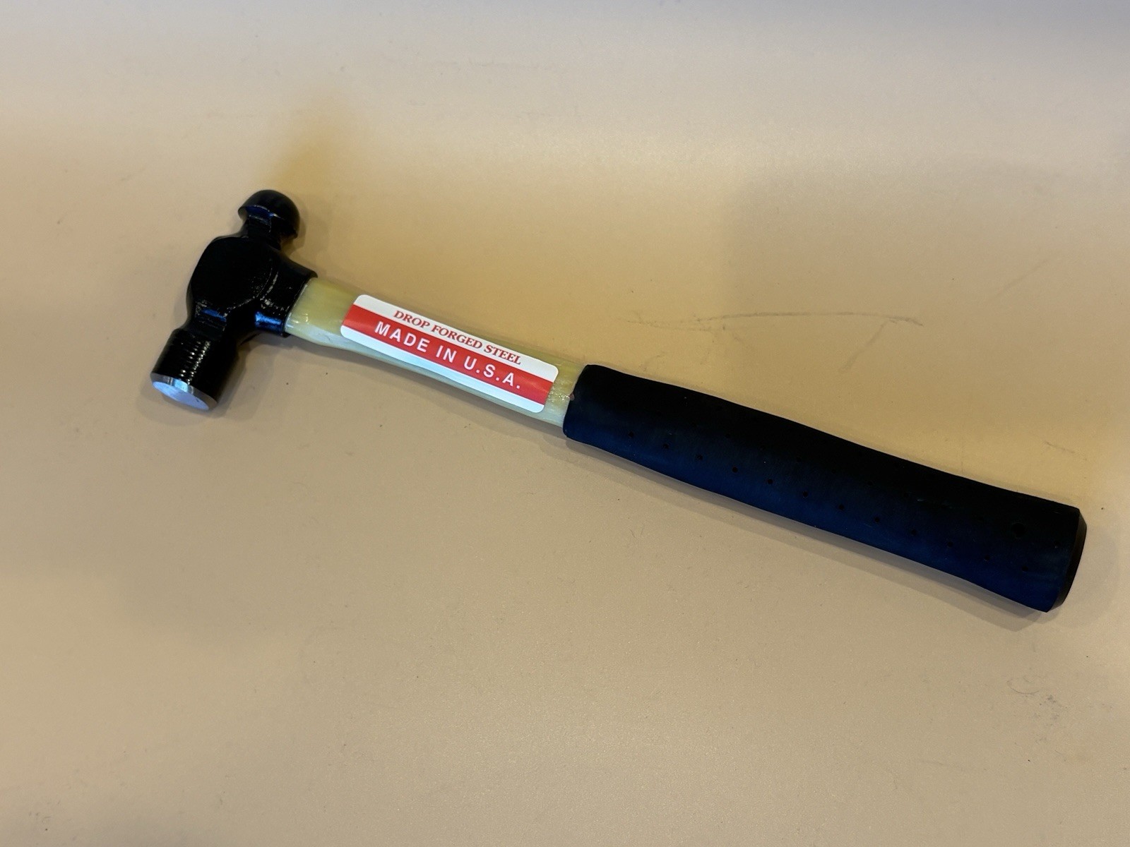 Forged Steel 8oz Ball Peen Hammer, Fiberglass Handle, NOS Vintage, Made in USA