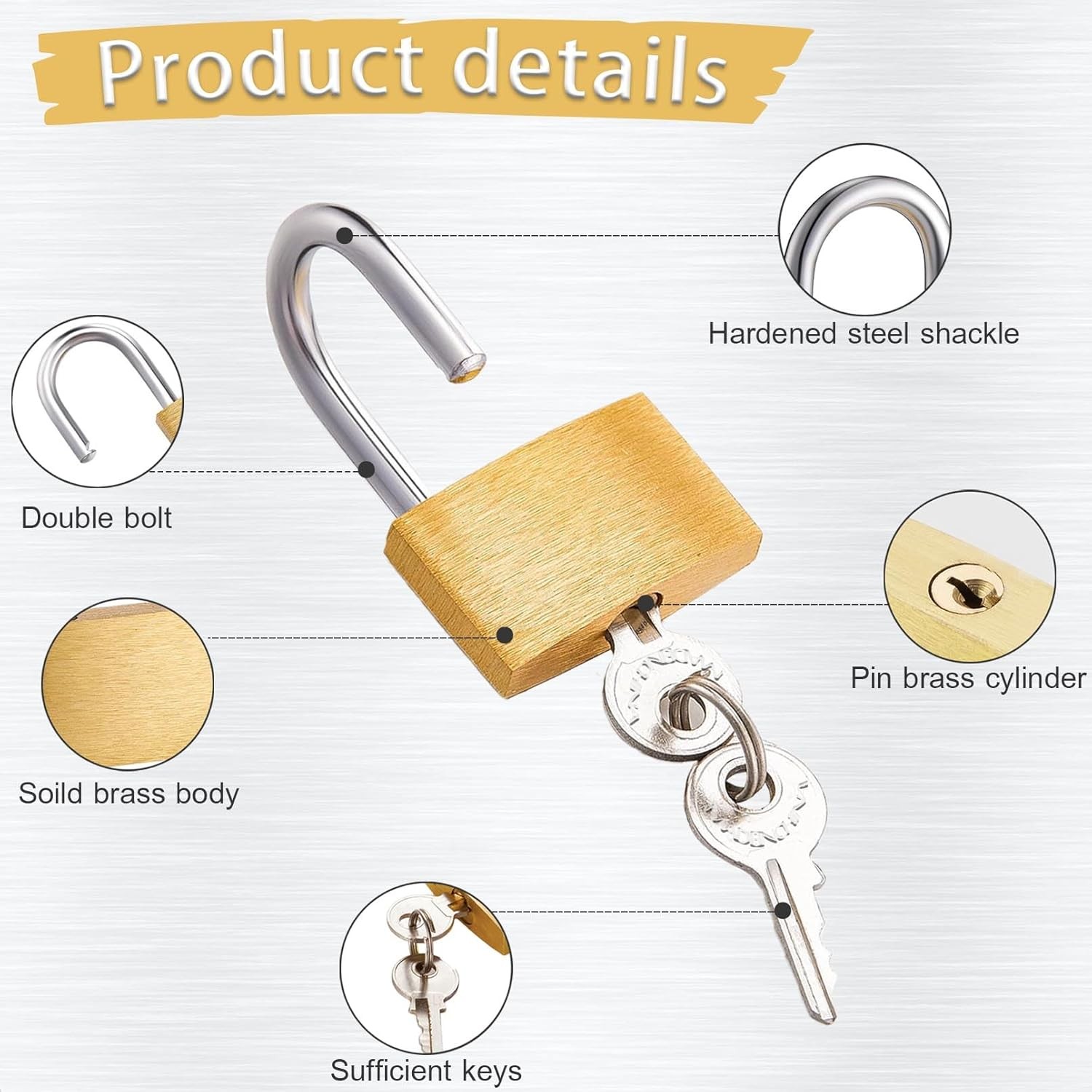 Small Solid Brass Padlocks with Keys Mini Luggage Lock Backpack Gym Locker