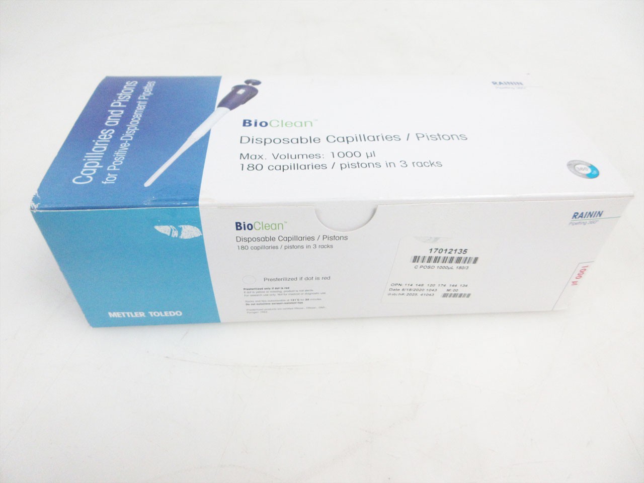 BOX (3 RACKS) RAININ 17012135 C POS-D 1000 uL PISTON TIP BIOCLEAN METTLER TOLEDO