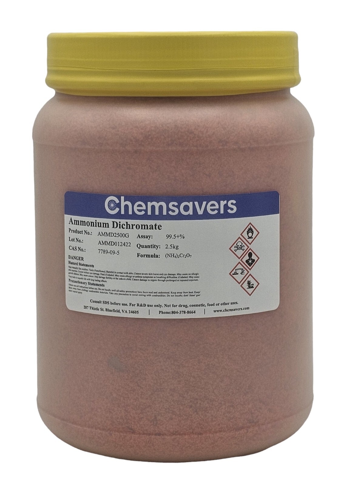 Ammonium Dichromate, ACS, 99.5+%, 2.5kg