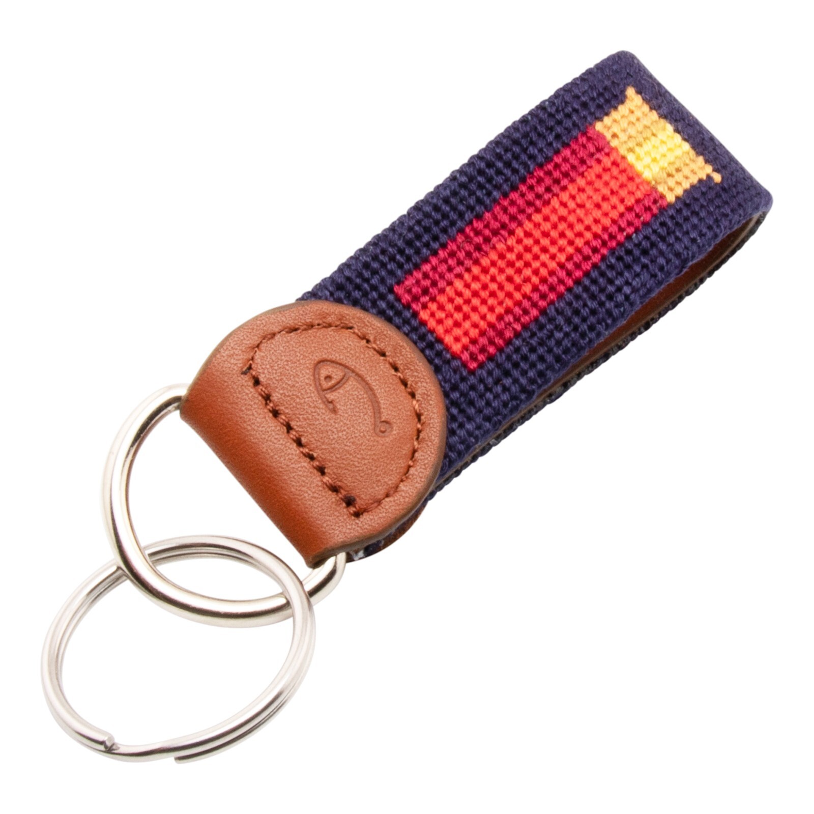 Shotgun Shell Needlepoint Keychain / Key Fob - Handmade w/ Leather Backing