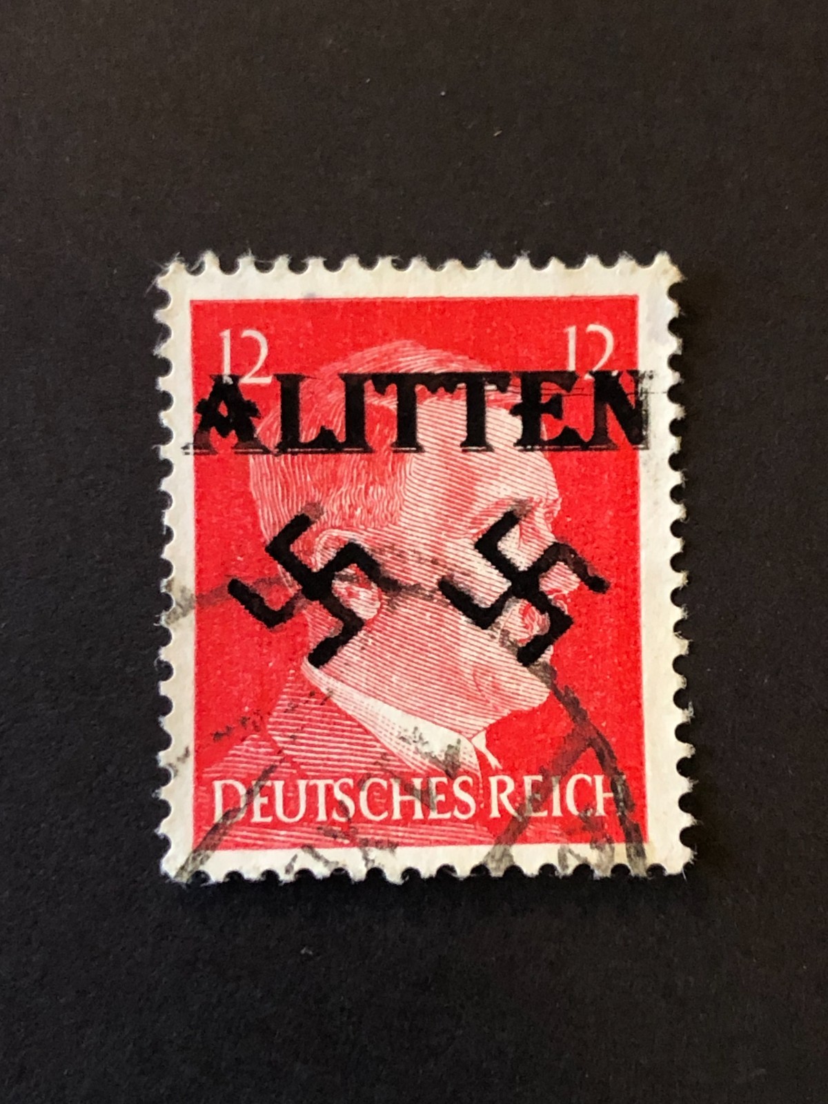 Germany WWII propaganda fantasy overprint  (ALITTEN)  12 Rpf. USED #226