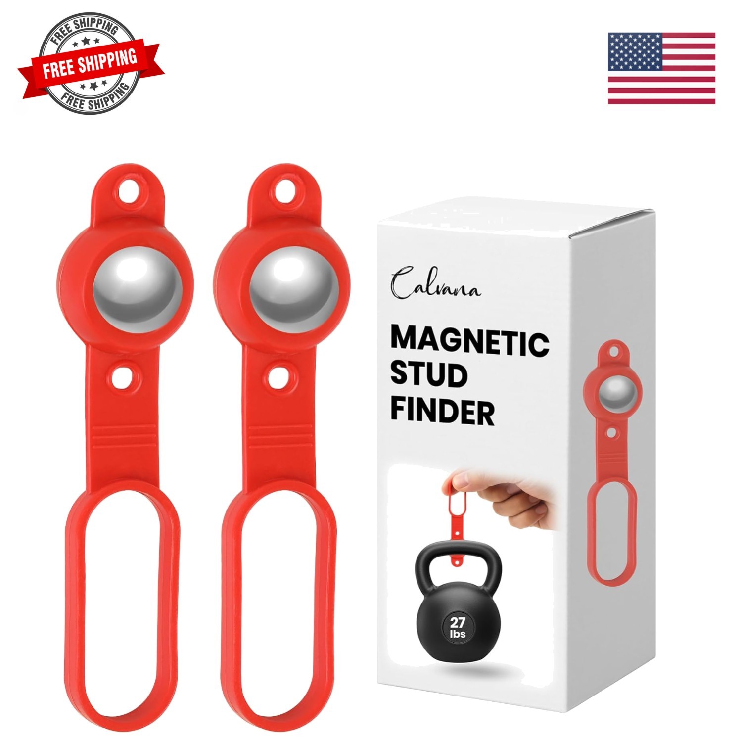 2 Pack Magnetic Stud Finder - 27 lbs of Pull Power Stud Ball, Detects Nails, ...