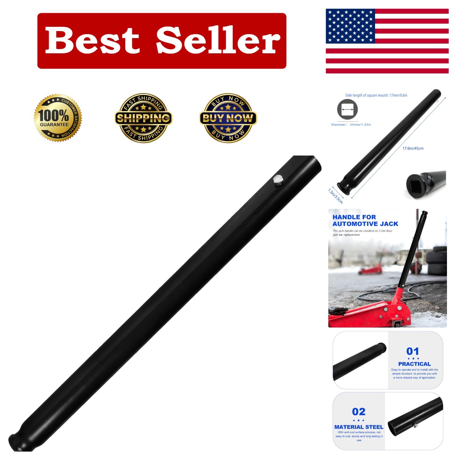 Compact 3 Ton Hydraulic Jack Handle for Easy Vehicle Maintenance and Repairs