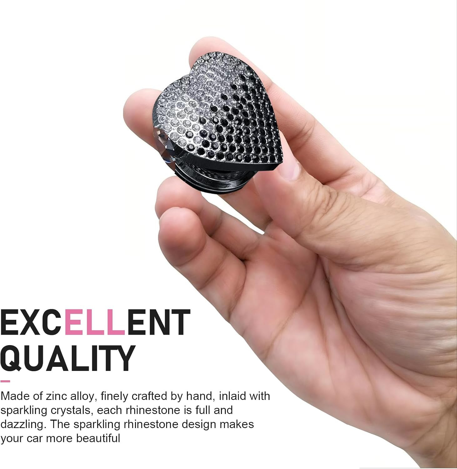 Bling Push Start Button Cover, Heart-Shaped Rhinestone Engine Start Stop Button