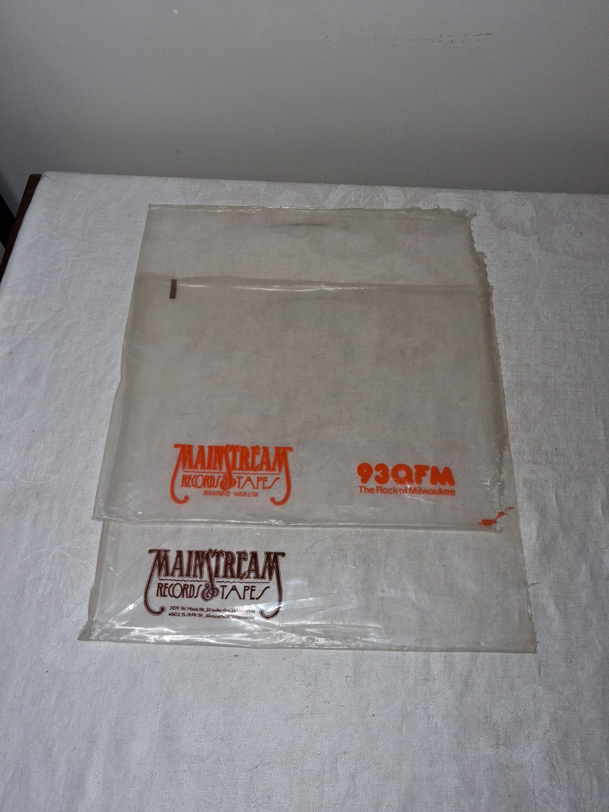 Vintage 93QFM Mainstream Records & Tapes LP Album Sleeves Milwaukee Waukesha
