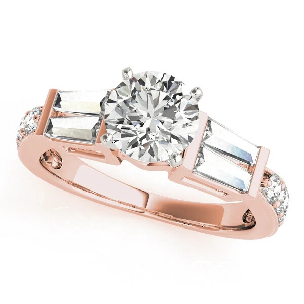 Round Cut Lab-Created 1.60 Ct VVS1 Diamond Engagement Ring 14K Rose Gold FN