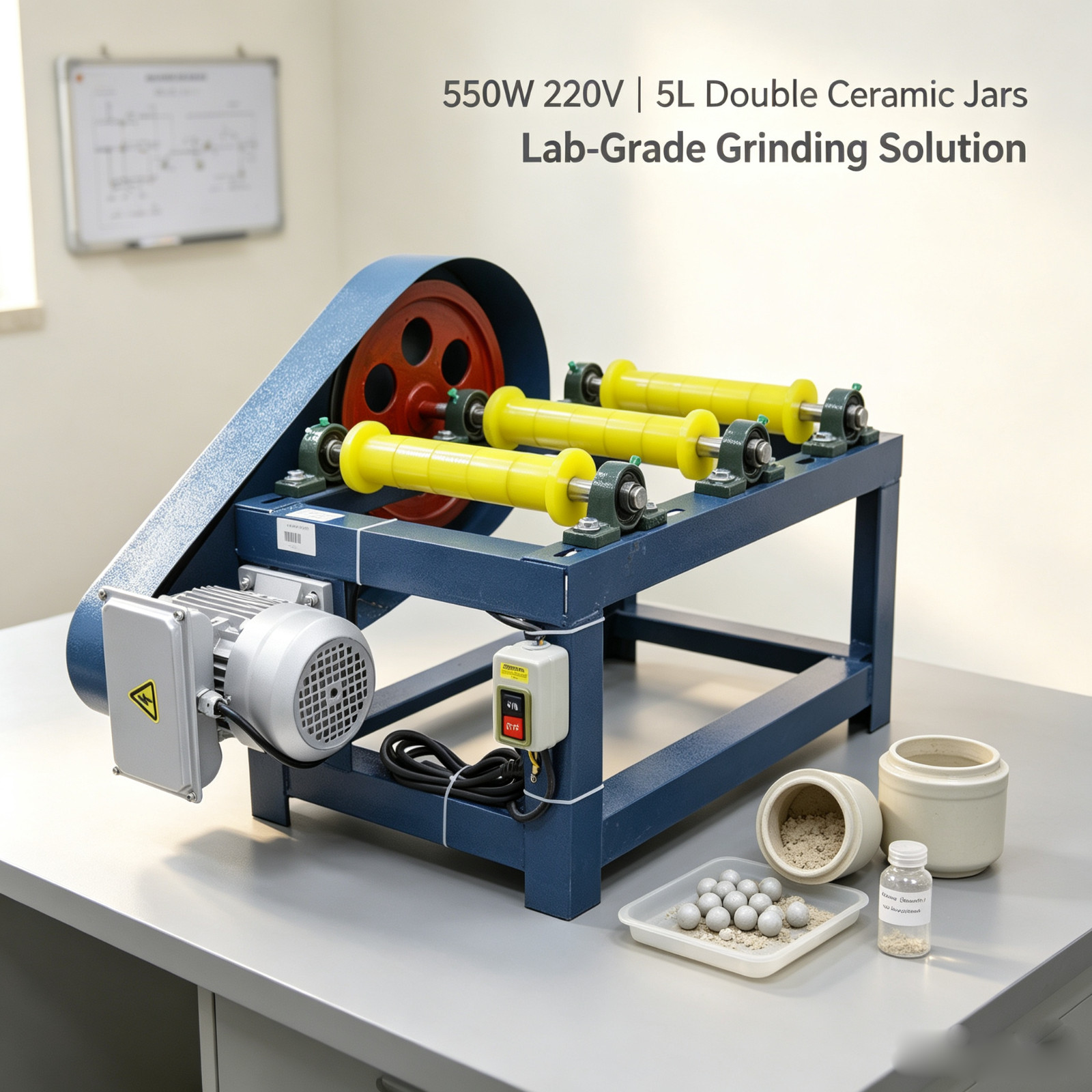 550W 220V Laboratory Ball Mill 5L Double Ceramic Jar Horizontal Grinding Machine