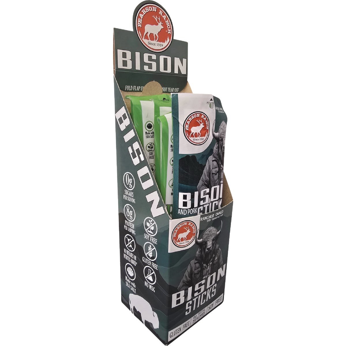 Pearson Ranch Jerky 3 Oz. Bison Snack Stick BH3-C-CAD Pack of 6 Pearson Ranch
