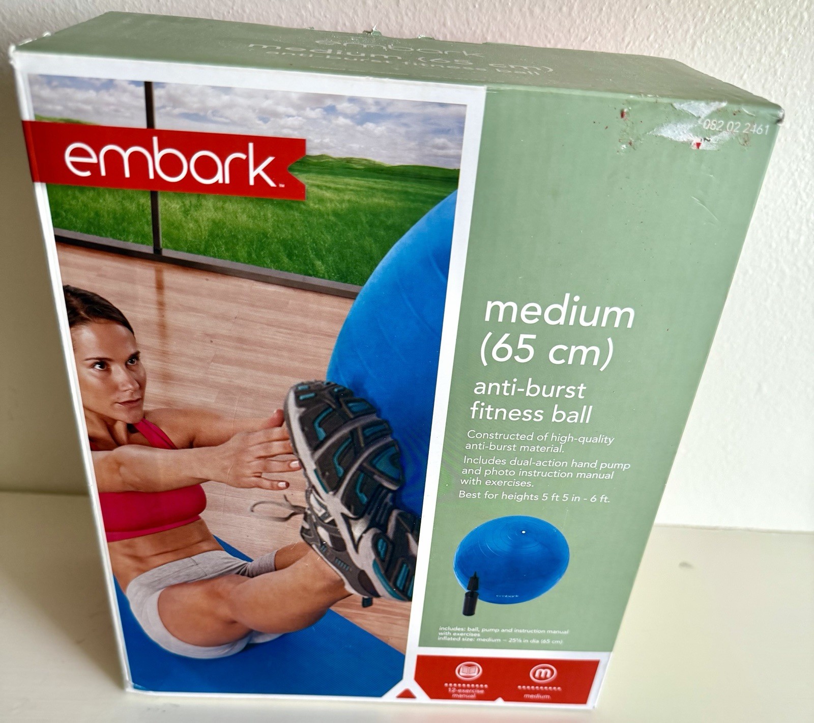 Embark Medium 65cm Fitness Ball with Pump & Manual - Blue