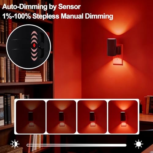 670nm Red Light Night Light for Sleep - Zero Blue Light, Adjustable 2 Pack
